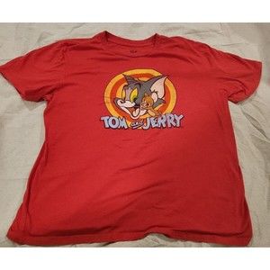 Tom and Jerry Vintage Graphic Cartoon Anime‎ Cat and Mouse Duo T Shirt Mens  2X